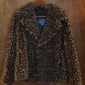Leopard Look Fur Short Swing Coat